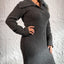 Knit Polo Dress in Charcoal
